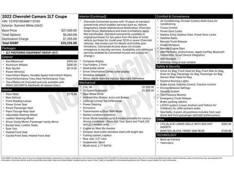 Another view of 2022 Chevrolet Camaro 2LT for sale in Tulsa, OK at Jim Norton T-Town Chevrolet