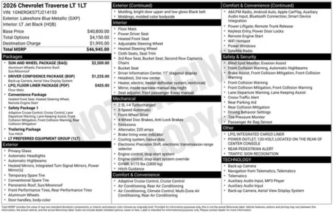 Photos of 2026 Chevrolet Traverse LT for sale in Tulsa, OK at Jim Norton T-Town Chevrolet