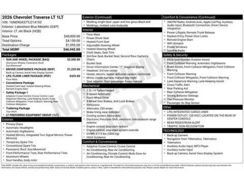 Photos of 2026 Chevrolet Traverse LT for sale in Tulsa, OK at Jim Norton T-Town Chevrolet