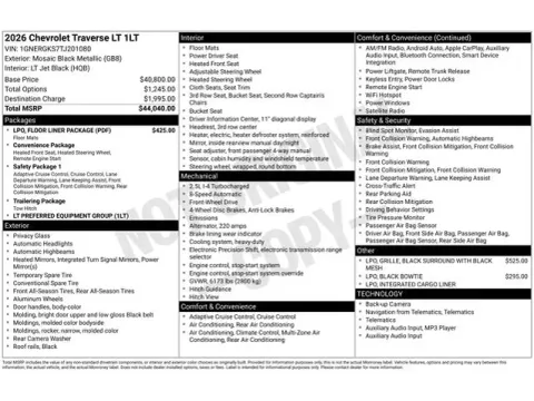 Photos of 2026 Chevrolet Traverse LT for sale in Tulsa, OK at Jim Norton T-Town Chevrolet