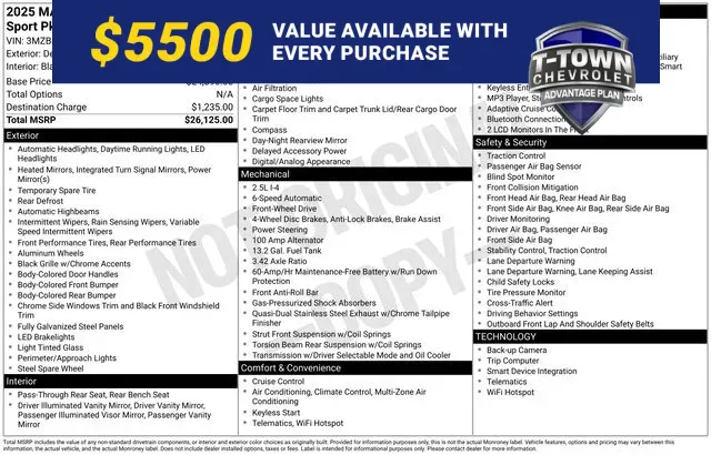 Blue 2025 Mazda Mazda3 2.5 S Select Sport for sale in Tulsa, OK