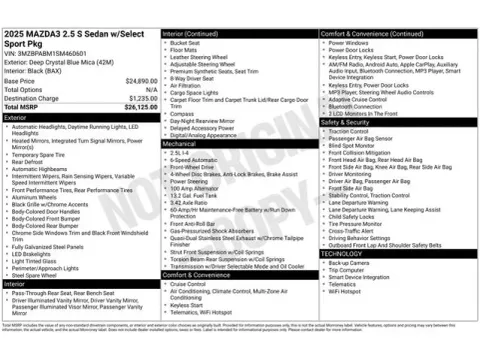 Another view of 2025 Mazda Mazda3 2.5 S Select Sport for sale in Tulsa, OK at Jim Norton T-Town Chevrolet