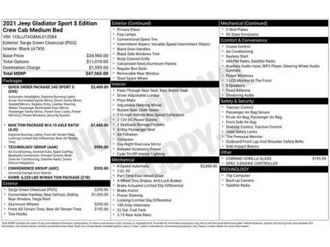 Another view of 2021 Jeep Gladiator Sport for sale in Tulsa, OK at Jim Norton T-Town Chevrolet