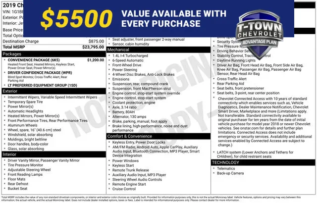 Blue 2019 Chevrolet Cruze LT for sale in Tulsa, OK