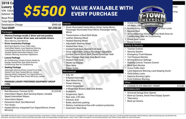 Red 2018 Cadillac CTS 3.6L Premium for sale in Tulsa, OK