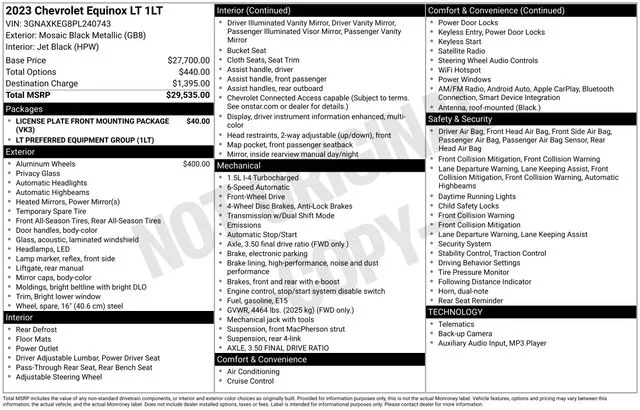 Black 2023 Chevrolet Equinox LT for sale in Tulsa, OK