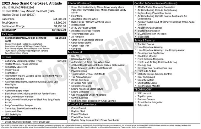 Gray 2023 Jeep Grand Cherokee L Altitude for sale in Tulsa, OK