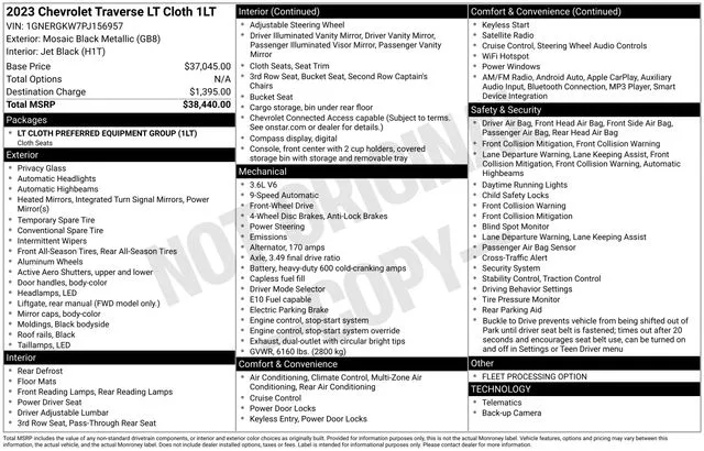 Black 2023 Chevrolet Traverse LT for sale in Tulsa, OK