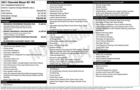 Orange 2021 Chevrolet Blazer RS for sale in Tulsa, OK