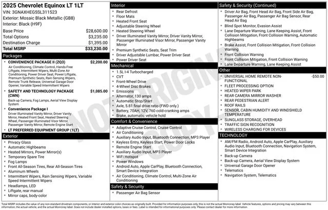 Black 2025 Chevrolet Equinox LT for sale in Tulsa, OK