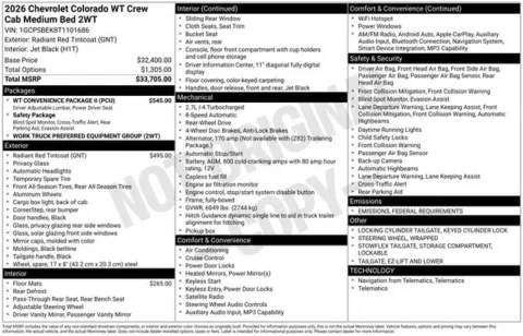 Photos of 2026 Chevrolet Colorado Work Truck for sale in Tulsa, OK at Jim Norton T-Town Chevrolet