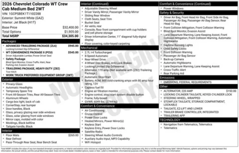 Photos of 2026 Chevrolet Colorado Work Truck for sale in Tulsa, OK at Jim Norton T-Town Chevrolet