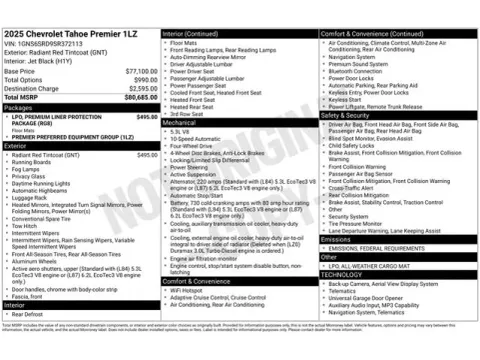 Photos of 2025 Chevrolet Tahoe Premier for sale in Tulsa, OK at Jim Norton T-Town Chevrolet