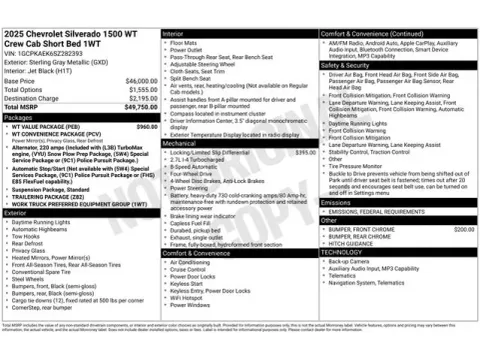 Photos of 2025 Chevrolet Silverado 1500 WT for sale in Tulsa, OK at Jim Norton T-Town Chevrolet