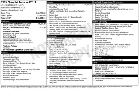 Photos of 2026 Chevrolet Traverse LT for sale in Tulsa, OK at Jim Norton T-Town Chevrolet