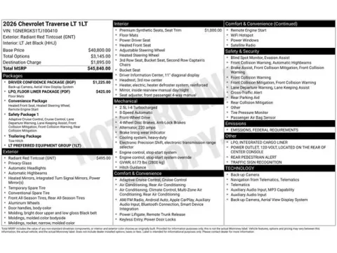 Photos of 2026 Chevrolet Traverse LT for sale in Tulsa, OK at Jim Norton T-Town Chevrolet