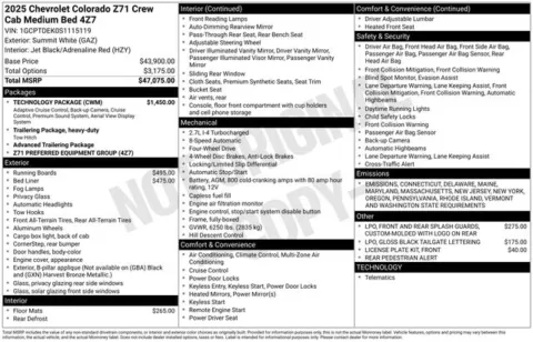 White 2025 Chevrolet Colorado Z71 for sale in Tulsa, OK
