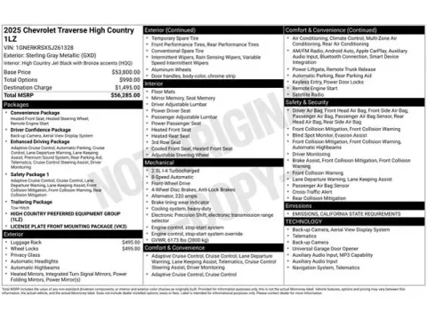 Photos of 2025 Chevrolet Traverse High Country for sale in Tulsa, OK at Jim Norton T-Town Chevrolet