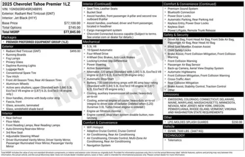 Red 2025 Chevrolet Tahoe Premier for sale in Tulsa, OK