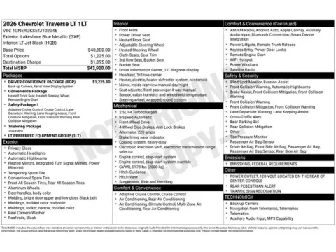 Photos of 2026 Chevrolet Traverse LT for sale in Tulsa, OK at Jim Norton T-Town Chevrolet