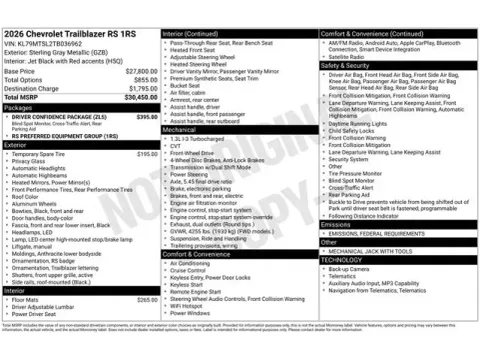 Photos of 2026 Chevrolet TrailBlazer RS for sale in Tulsa, OK at Jim Norton T-Town Chevrolet