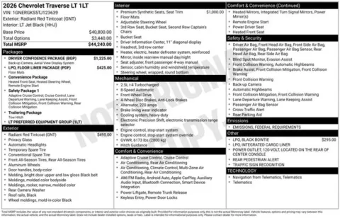 Photos of 2026 Chevrolet Traverse LT for sale in Tulsa, OK at Jim Norton T-Town Chevrolet