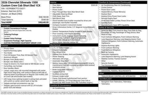 Red 2026 Chevrolet Silverado 1500 Custom for sale in Tulsa, OK