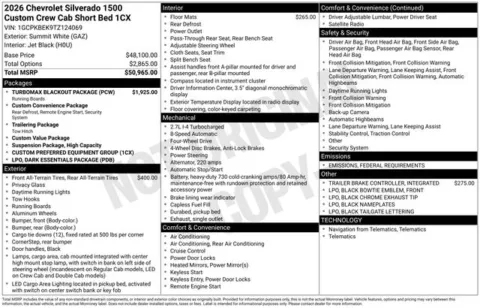 White 2026 Chevrolet Silverado 1500 Custom for sale in Tulsa, OK