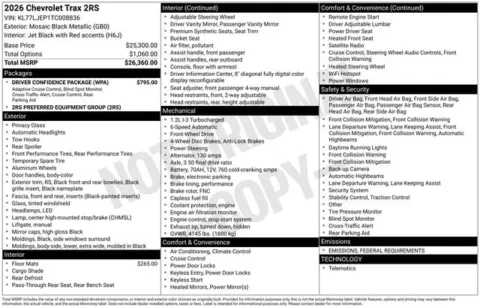Photos of 2026 Chevrolet Trax 2RS for sale in Tulsa, OK at Jim Norton T-Town Chevrolet