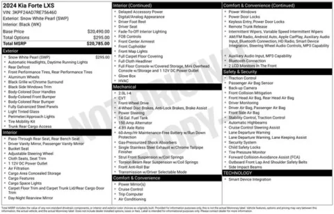 White 2024 Kia Forte LXS for sale in Tulsa, OK