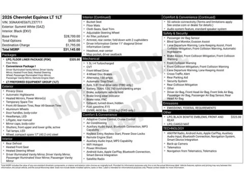 Photos of 2026 Chevrolet Equinox LT for sale in Tulsa, OK at Jim Norton T-Town Chevrolet