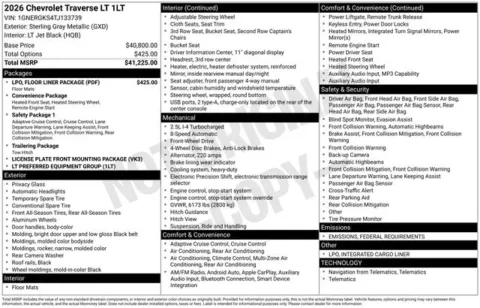 Gray 2026 Chevrolet Traverse LT for sale in Tulsa, OK