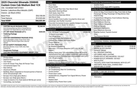 Blue 2025 Chevrolet Silverado 2500HD Custom for sale in Tulsa, OK