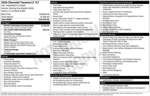 Gray 2026 Chevrolet Traverse LT for sale in Tulsa, OK