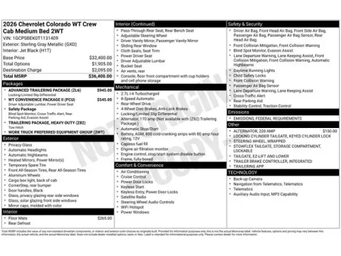 Photos of 2026 Chevrolet Colorado Work Truck for sale in Tulsa, OK at Jim Norton T-Town Chevrolet