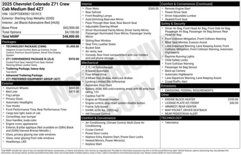 Gray 2025 Chevrolet Colorado Z71 for sale in Tulsa, OK