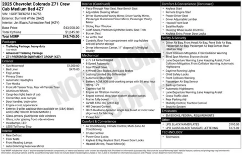 White 2025 Chevrolet Colorado Z71 for sale in Tulsa, OK