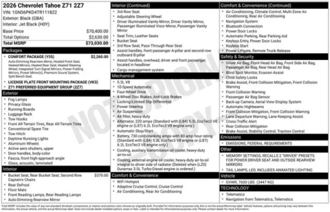 Black 2026 Chevrolet Tahoe Z71 for sale in Tulsa, OK