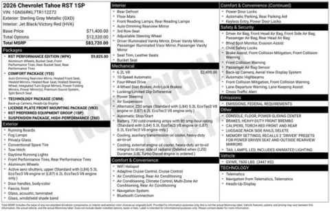 Gray 2026 Chevrolet Tahoe RST for sale in Tulsa, OK