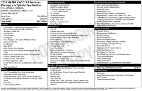Gray 2024 Mazda CX-5 2.5 S Preferred Package for sale in Tulsa, OK