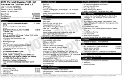Gray 2026 Chevrolet Silverado 1500 High Country for sale in Tulsa, OK