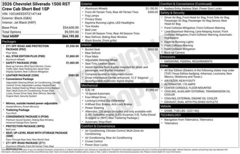 Black 2026 Chevrolet Silverado 1500 RST for sale in Tulsa, OK