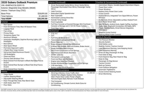 Another view of 2020 Subaru Outback Premium for sale in Tulsa, OK at Jim Norton T-Town Chevrolet