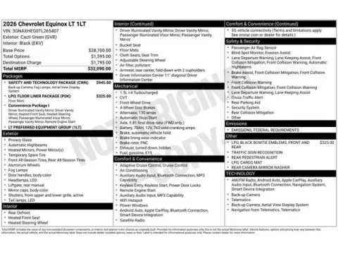 Photos of 2026 Chevrolet Equinox LT for sale in Tulsa, OK at Jim Norton T-Town Chevrolet