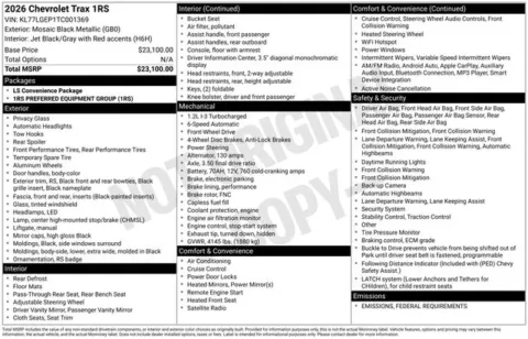 Photos of 2026 Chevrolet Trax 1RS for sale in Tulsa, OK at Jim Norton T-Town Chevrolet