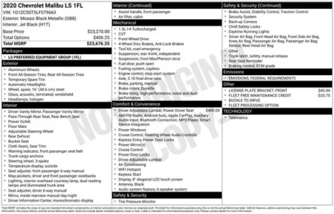 Another view of 2020 Chevrolet Malibu LS for sale in Tulsa, OK at Jim Norton T-Town Chevrolet