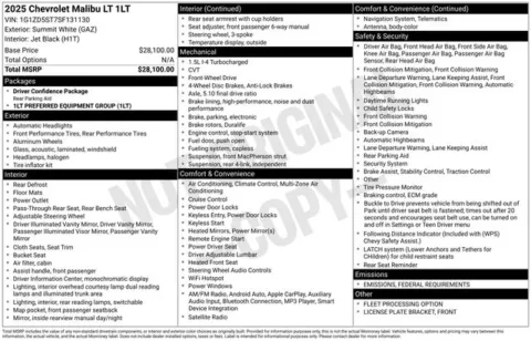 White 2025 Chevrolet Malibu LT for sale in Tulsa, OK