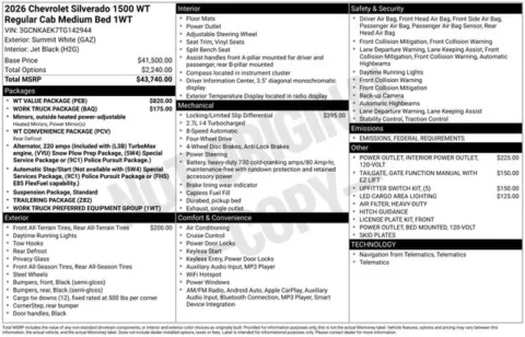 Photos of 2026 Chevrolet Silverado 1500 WT for sale in Tulsa, OK at Jim Norton T-Town Chevrolet