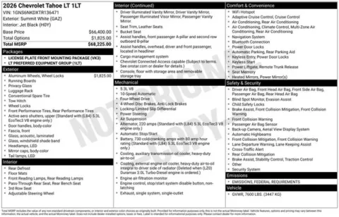 Photos of 2026 Chevrolet Tahoe LT for sale in Tulsa, OK at Jim Norton T-Town Chevrolet