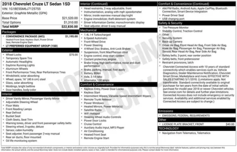 Photos of 2018 Chevrolet Cruze LT for sale in Tulsa, OK at Jim Norton T-Town Chevrolet